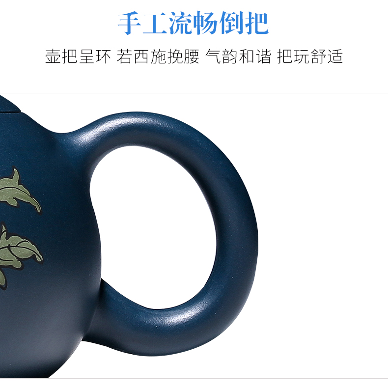 純手工紫砂壺，小巧琺瑯印花紫砂壺
