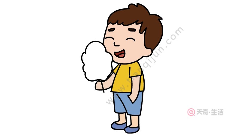 吃棉花糖的小男孩簡筆畫怎么畫